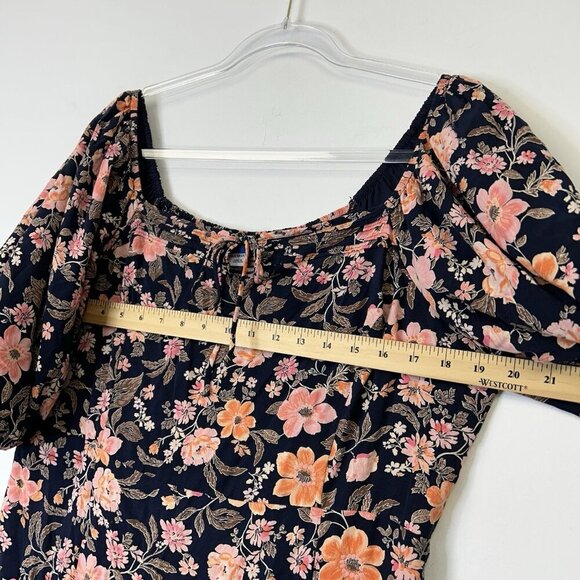 Old Navy Floral Midi Dress Women’s Size XL Puff Sleeves Smocked - Picture 5 of 9